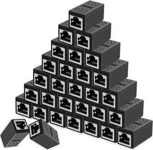 Y.D.F RJ45 Coupler, Ethernet Connectors, Hielded in-Line Coupler for Cat7/Cat6/Cat5e/Cat5 Ethernet Cable Extender Connector - Female to Female (Black-30 Pack)