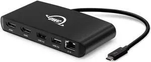 OWC Thunderbolt Mini Dock, Bus-Powered 5-Port Multi-Adapter with Dual 4K HDMI, Dual USB, Gigabit Ethernet, Integrated 7.2-inch Thunderbolt Cable, for Thunderbolt (USB-C) Equipped Mac and PC