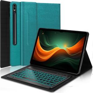 Galaxy Tab S10 Ultra/S9 Ultra/S8 Ultra Keyboard Case 14.6 inch, 7-Color Backlit, Smart Magnetic Detachable Wireless Bluetooth Keyboard, Slim Protective Folio Case with S Pen Holder, Auto Sleep/Wake