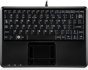 Perixx PERIBOARD-510H Plus, Wired Super Mini USB Touchpad Keyboard, X Type Scissor Keys with 2 Built-in Hubs, Black, US English Layout (11005)