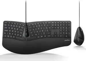 Perixx PERIDUO-505ES - Combo Teclado y Ratón ergonómico con Disposición de Teclas Dividida - Reposamuñecas Ajustable - QWERTY Español