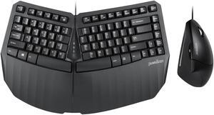Perixx PERIDUO-413B US, Wired USB Ergonomic Compact Split Keyboard and Vertical Mouse - Bundle with a 6-Button Ergonomic Vertical Mouse - Black - US English