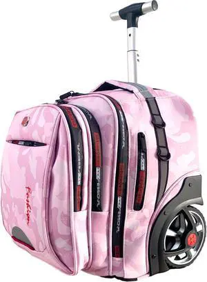 PISKGODSF Rolling Backpack, 22 Inch Travel Backpack with Wheels for Women, Large Wheeled Backpack with Large Capacity, Roller Backpack with Laptop Waterproof Compartment (Pinkish)