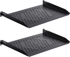 RackPath 1U Cantilever Universal Rack Shelf - 14in Deep - Rackmount shelf for 19'' AV/Network Equipment Racks - 55lbs Capacity - 2Pack