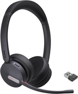 Yealink BH70 Wireless Bluetooth Headset with Microphone for Work, up to 35h Talking Battery Life, 3-Mic Noise Cancellation, 147g Lightweight Microsoft Teams Certified Headphone for Open Office, USB-A