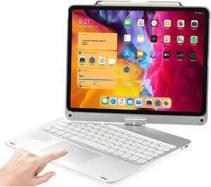 PboyiqiS Touchpad Keyboard Case for iPad Pro 12.9 2022 6th Generation/2021 5th Gen/2020 4th Gen Backlit Trackpad Keyboard Folio Smart 360deg Rotatable Stand Cover with Pencil Holder