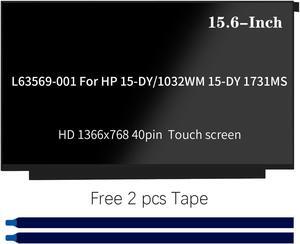 L63569-001 Touch + Digitizer LCD Screen Replacement for HP 15-DY1032WM 15-DY1731MS 15-DY1751MS 15-DY1771MS 15-DY1755CL, HD 1366x768 40pin LED Display