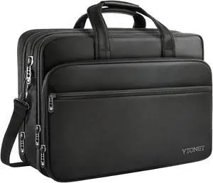 Ytonet Gaming Laptop Briefcase 18 Inch, Expandable Extra Large Case for Computer, Water Resistant Bag for Men With Luggage Strap, Work Travel Carrying Case, Black