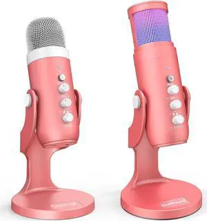 ZealSound USB Condenser Microphone Pink for iPhone PC k66r and k68 Bundle