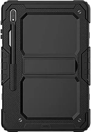 SaharaCase - Defense Series Case Cover for Samsung Galaxy Tab S8 (2022) [Shockproof Bumper] Rugged Full Screen Protection Integrated Kickstand Antislip Cover - Black