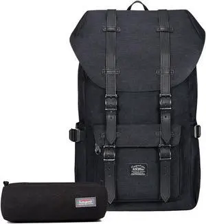 KAUKKO Laptop Backpack Travel Outdoor Weekend Bag Carry on Daypack Stylish and Durable Rucksack Hiking Backpack Fits 15.6"(5-2-BLACK(2PC))