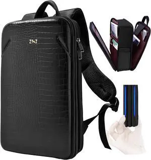 ZINZ Slim Laptop Backpack 15 15.6 16 Inch with Variable Capacity and USB Port, Anti-Theft Business Backpack Water-Resistant Travel Backpack Daypack, One-pices Shell Never Deformation,Black