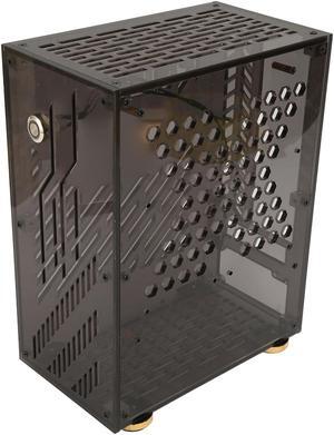 Mini ITX Case Transparent, Portable Mini PC Case, Transparent Acrylic Chassis, 360 Degree Open Air Cooling, DIY Desktop Computer Case for FLEX 1U Power 2.5in SSD. (Black)