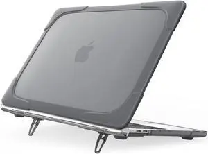 ProCase for MacBook Pro 16 2019 A2141, Heavy Duty Hard Shell Dual Layer Protective Cover with Fold Kickstand -Grey