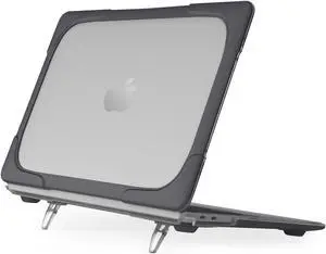 ProCase for MacBook Pro 16 2019 A2141, Heavy Duty Hard Shell Dual Layer Protective Cover with Fold Kickstand -Black