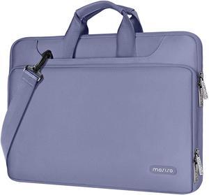 MOSISO 360 Protective Laptop Shoulder Bag Compatible with MacBook Air 15 inch M2 A2941 2023/Pro 16 inch M3 M2 M1 2023-2019, 15-15.6 inch Notebook,Matching Color Sleeve with Belt, Lavender Gray