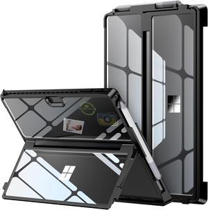 INFILAND Surface Pro 7 Plus Case, Crystal Clear Multi-Angle Shockproof Case Compatible with Microsoft Surface Pro 7+/6/5/4 12.3" Tablet, Black
