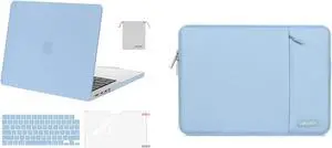 MOSISO Compatible with MacBook Pro 14 inch Case 2021 2022 Release A2442 M1, Vertical Sleeve Bag&Plastic Hard Cased&Keyboard Cover&Screen Protector&Storage Bag, Airy Blue