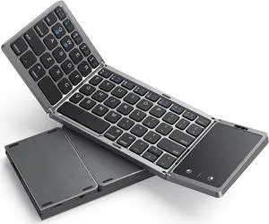 seenda Foldable Bluetooth Keyboard for Travel, Tri-Folding Wireless Portable Keyboard with Touchpad, Rechargeable Multi-Device Small Keyboard, for Laptop Tablet PC Smartphone Windows iOS Android