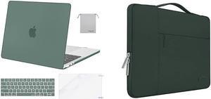 MOSISO Compatible with MacBook Pro 13 inch Case 2016-2020 A2338 M1 A2289 A2251 A2159 A1989 A1706 A1708,Plastic Case&Multifunctional Briefcase Bag&Keyboard Skin&Screen Protector&Pouch, Midnight Green