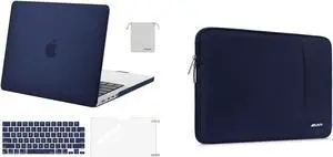 MOSISO Compatible with MacBook Pro 14 inch Case 2021 2022 Release A2442 M1, Vertical Sleeve Bag&Plastic Hard Cased&Keyboard Cover&Screen Protector&Storage Bag, Navy Blue