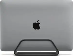 HumanCentric Vertical Laptop Stand Compatible with MacBook Pro and MacBook Air, Holder for Personal Computer Desk Stand, Aluminium, Exchangeable Inserts to Fit Different Device Models, Black