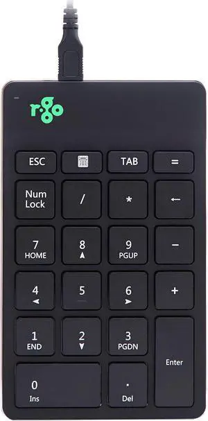 R-Go Number Pad Keyboard, USB-C/A Wired, Mini Numeric Keypad with LED Break Indicator, for Financial Accounting, Data Entry & Excel Spreadsheets, Black