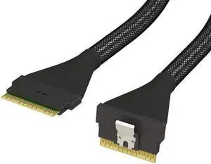 LINKUP Slim SAS SFF-8654 8i Straight to SFF-8654 8i Straight Up 24Gbps High Speed SAS 4.0/PCIe 4.0 Cable for 85ohm PCIe Application (NVMe SSD Slimline) 32AWG Sleeved Jacket - 050cm
