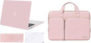 MOSISO Compatible with MacBook Air 13 inch Case A1369 A1466 2010-2017, Plastic Hard Case & 360 Protective Sleeve Bag with 2 Pockets&Handle & Keyboard Cover & Screen Protector, Rose Quartz&Chalk Pink