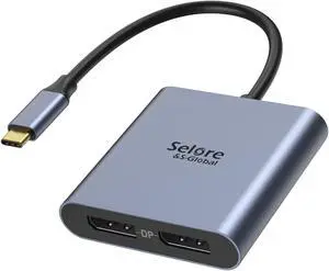 USB-C to Dual 4K DisplayPort Splitter Adapter, USB Type C to Displayport Dual Monitor Converter 4K 60HZ, USB C Displayport Hub Compatible for Dell XPS 13 15,Lenovo Yoga,Sumsung Chromebook,HP etc