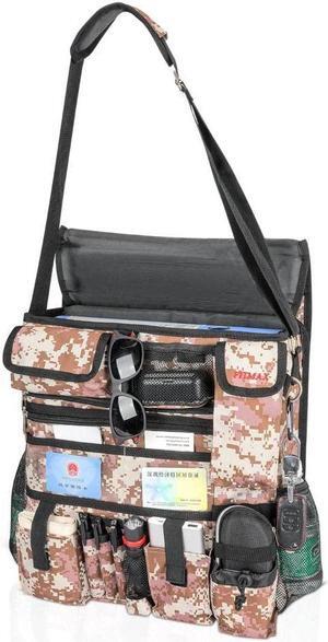 Car Front Seat Organizer With dedicated and Secured laptop and Tablet Storage, Water Resistant, Carefully Designed with 25 Compartments. Truly your Office Within Arm's Reach (Camouflage/Military).