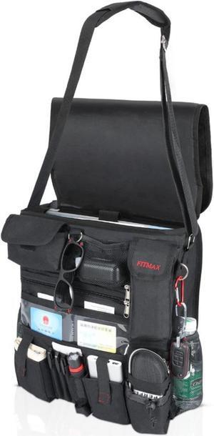 Fitmax Professional Car Truck Front Seat Organizer, Patrol Police Bag With dedicated and Secured laptop Storage, Carefully Designed with 25 Compartments. Truly your Office Within Arm's Reach., B001