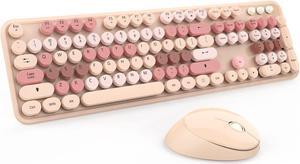 Colorful Wireless Keyboard and Mouse Combo - 104 Key Wireless Keyboard with Number Pad for Windows PC, Notebook, Laptop (Chocolate)