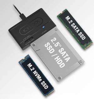 ICY DOCK USB 3.2 Gen 2 10Gbps to 2.5" SATA SSD/HDD & M.2 NVMe/SATA SSD External Reader Adapter | EZ-Adapter MB104U-1SMB