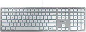 Cherry KC 6000 C Slim Keyboard Made with Mac Layout. Scissor Tech Typing for Near Silent. Alternative to Magic Keyboards. USB-C Wired. US Layout White and Silver.