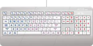 Azio Vision Mac USB-C Keyboard, Backlit/Large Print, 3 Interchange Backlight Colors, Blue/Red/Purple (KB540)