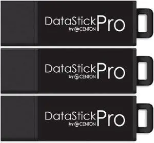 Centon DataStick Pro USB 3.2 Gen 1 Flash Drive 128GB x 3, Black (S1-U3P6-128G-3B)