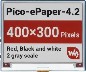Waveshare 4.2inch E-Paper E-Ink Display Module (B) for Raspberry Pi Pico 400×300 Pixels Red/Black/White with SPI Interface