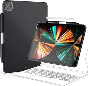 ProCase Back Cover for iPad Pro 12.9 2022 2021, Magic Keyboard Compatible Case Slim Cover with Pencil Holder for iPad Pro 12.9 6th Gen/5th Gen[Keyboard Not Included] -Black