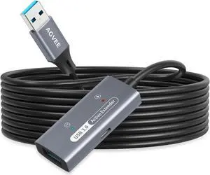 AGVEE 33ft / 10m USB 3.0 Active Extension Cable, USB3.0 Male to Female Extender Repeater Ultra Extra Long Signal Booster Cord for 2.5" 3.5" Hard Drive, Flash Driver, Mouse Keyboard, Printer, Gray
