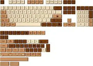 YUNZII Coffee Cat Dye Sub PBT Keycaps,152 Full Keys Dye Sublimation Custom Keycap Set with Key Puller for Cherry Gateron MX Switches Mechanical Gaming Keyboard (Cherry Profile, Coffee Cat)