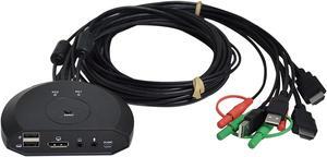 4k KVM Switch with Audio and Displayport Cable,KVM Switcher with USB Cable for 2 Computers to Share One HD Monitor-Windows,Mac and Linux(2DP)