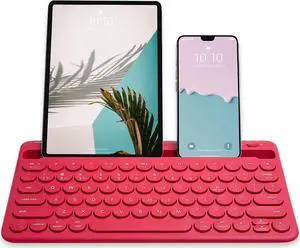 Macally Bluetooth Tablet Keyboard - Multi Device Wireless Keyboard for Phone, iPad Mini/Pro, Android - Rechargeable with Built in Stand and Quiet Keys