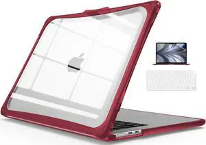 IBENZER Heavy Duty Case for 2025 2024 2023 MacBook Air 15 inch M4 A3241 M3 A3114 M2 A2941, Hexpact case with ScreenFilm &KeyboardCover, Protective Cover for Mac Air 15.3, WineRed, HPE-AT15-WR+2