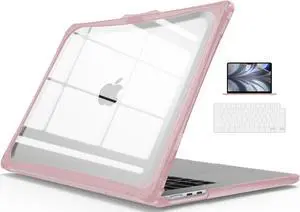 IBENZER Heavy Duty Case for 2025 2024 2023 MacBook Air 15 inch M4 A3241 M3 A3114 M2 A2941, Hexpact case with ScreenFilm &KeyboardCover, Protective Cover for Mac Air 15.3, Pinkish, HPE-AT15-PKSH+2
