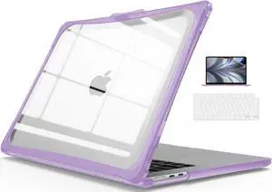 IBENZER Heavy Duty Case for New 2024 2023 MacBook Air 15 inch M3 A3114 M2 A2941, Hexpact case with ScreenFilm & KeyboardCover, Protective Cover for Mac Air 15.3, Lilac Purple, HPE-AT15-LLPU+2