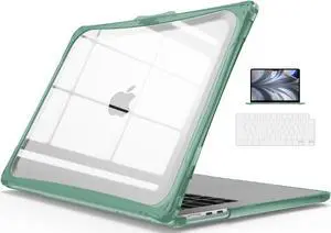 IBENZER Heavy Duty Case for 2025 2024 2023 MacBook Air 15 inch M4 A3241 M3 A3114 M2 A2941, Hexpact case with ScreenFilm&KeyboardCover, Protective Cover for Mac Air 15.3, MidnightGreen, HPE-AT15-MTGN+2