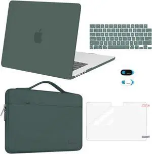 MOSISO Compatible with MacBook Air 15 inch Case 2025 2024 2023 Release M4 A3241 M3 A3114 M2 A2941, Plastic Hard Shell&Carrying Sleeve Bag&Keyboard Cover&Webcam Cover&Screen Protector, Emerald Green