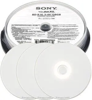 Digital 4X 128GB BDXL Quad Layer BD-R XL White Inkjet Printable Blu-ray Recordable 50 year archival discs - 3 Discs