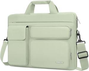 MOSISO Laptop Shoulder Bag Compatible with MacBook Air 15 M3 M2 2024 2023/Pro 16 inch M4 M3 M2 M1,15-15.6 inch Notebook with 2 Raised&1 Flapover&1 Horizontal Pocket&Handle&Belt, Sage Green